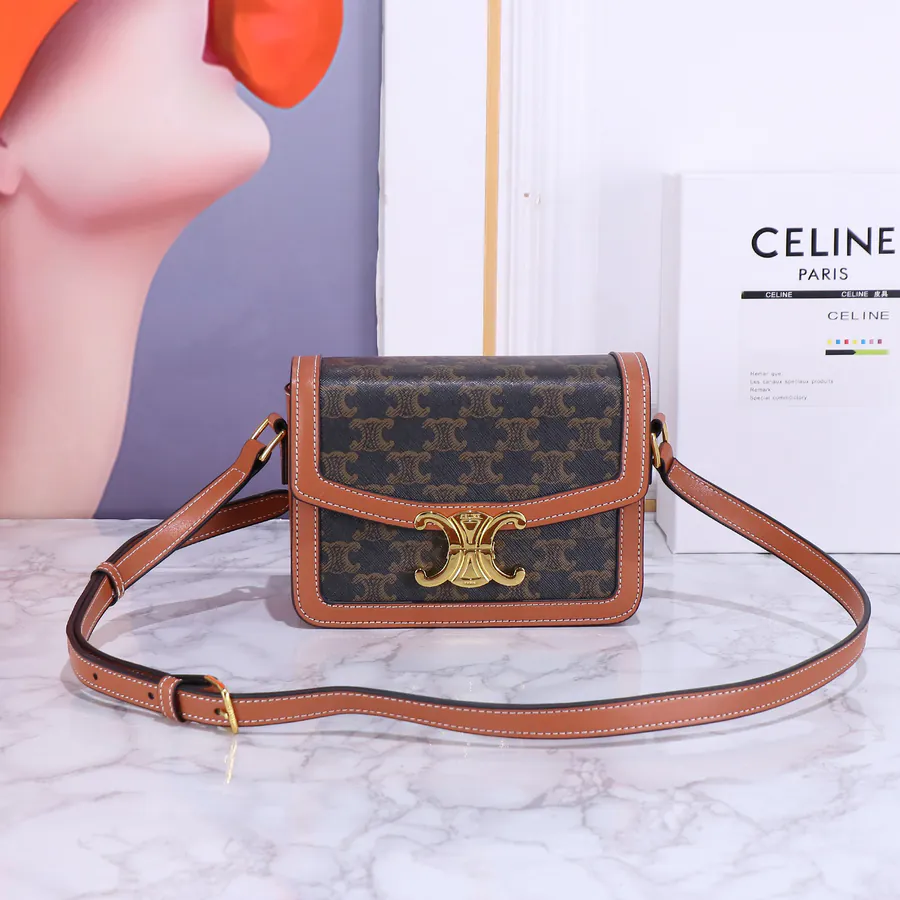 Celine Triomphe Vintage Bucket Bag with Gold Hardware