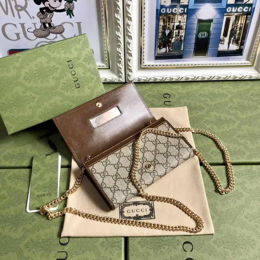 Gucc! 1955 Saddle Bag Series Woc Chain Bag with Mirror