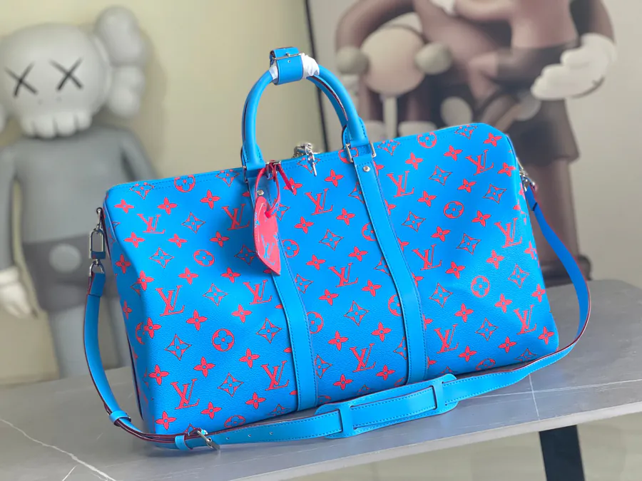 Chanel Keepall Bandoulière 50 in Blue Monogram Bandana Pattern