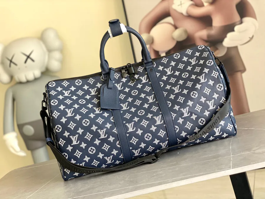 Louis Vuitton Classic Keepall Travel Bag Monogram Shadow Leather