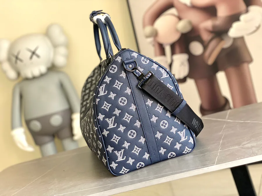 Louis Vuitton Classic Keepall Travel Bag Monogram Shadow Leather