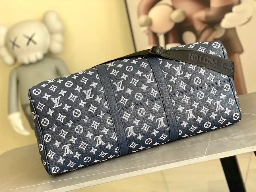 Louis Vuitton Classic Keepall Travel Bag Monogram Shadow Leather