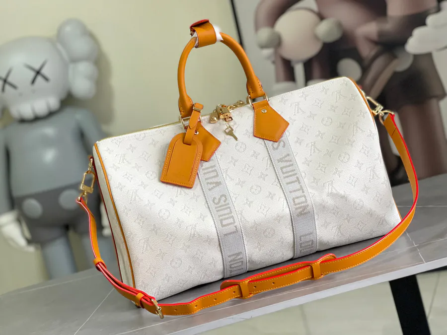 M14838 White Keepall Bandouliere 45 Travel Bag