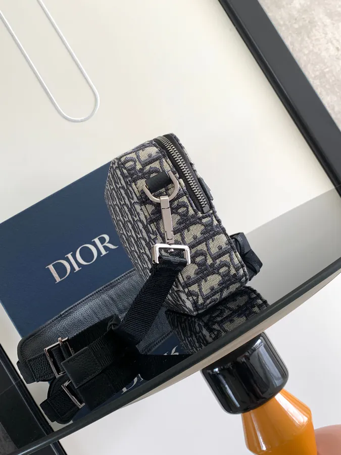 Christian Dio Safari Messenger Bag Black Oblique Print, Practical & Compact