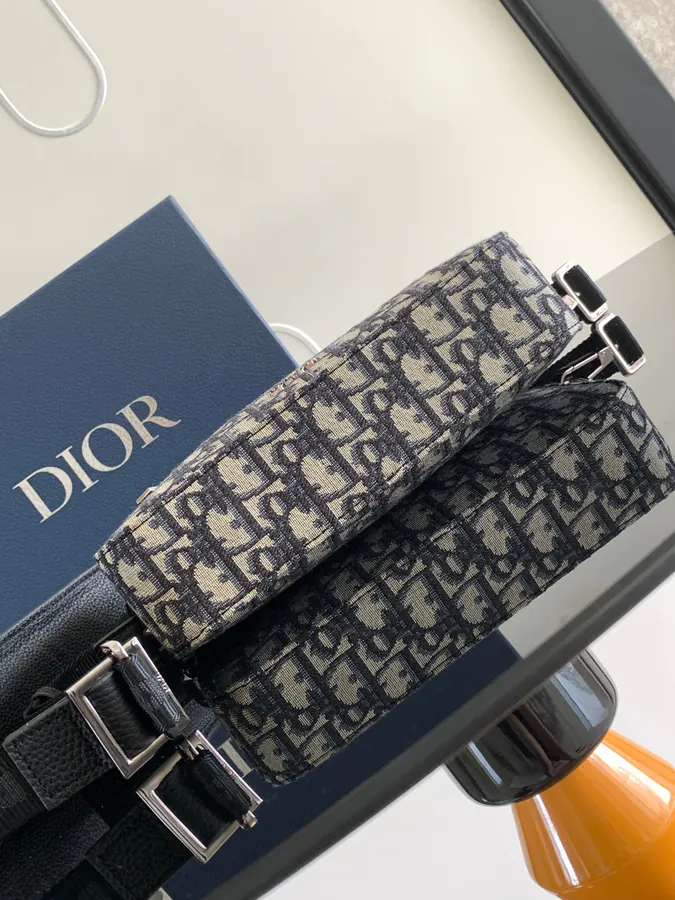 Christian Dio Safari Messenger Bag Black Oblique Print, Practical & Compact