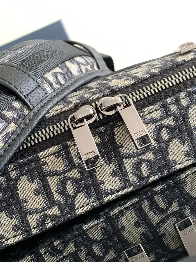 Christian Dio Safari Messenger Bag Black Oblique Print, Practical & Compact