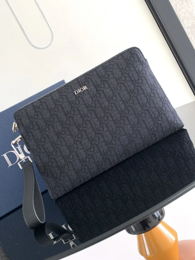 Dior Black Flower Handbag Trendy Black Flower Series, Unisex, Card Pocket Design
