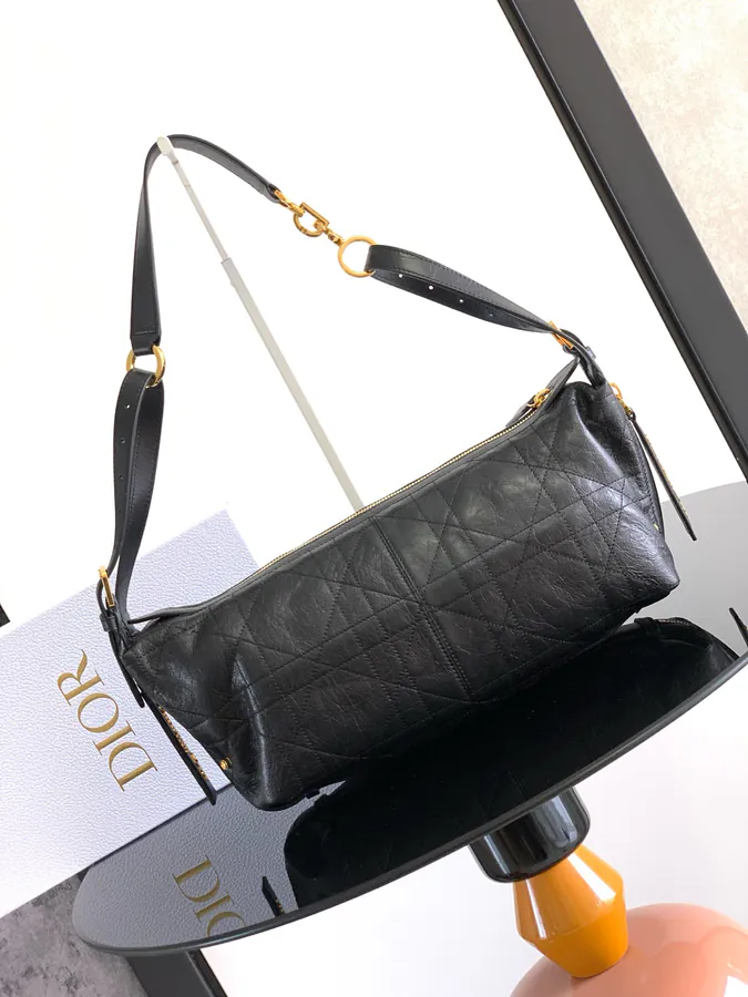 D Journey Handbag Modern Design, Grained Calfskin