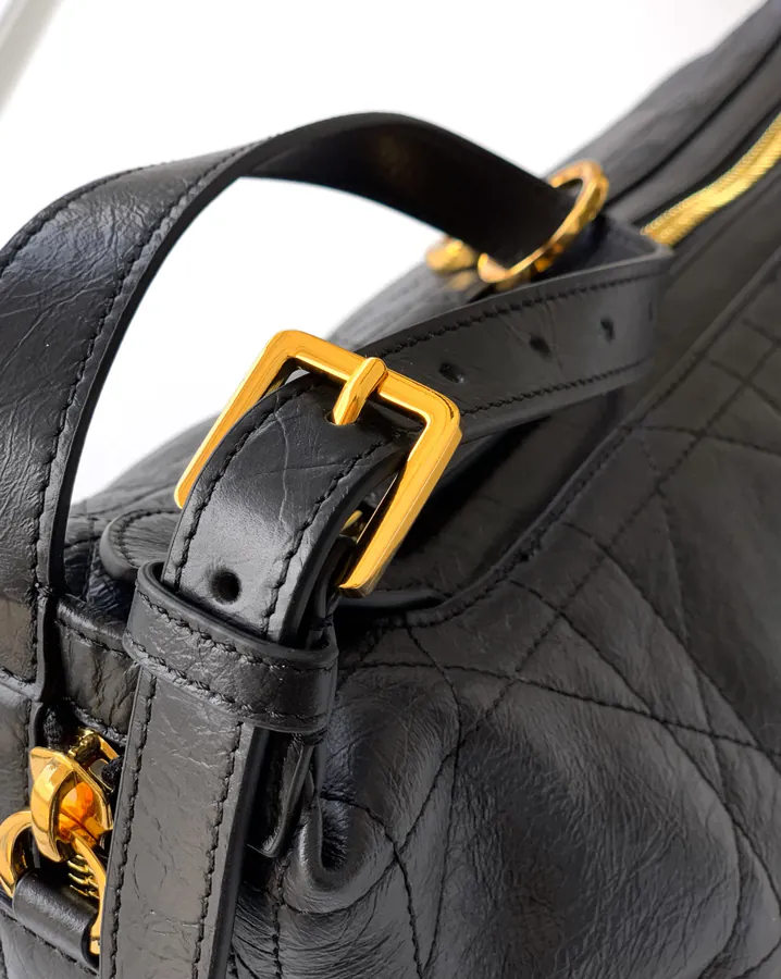 D Journey Handbag Modern Design, Grained Calfskin