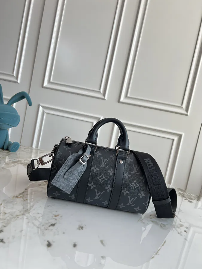 Louis Vuitton Keepall 25 Dynamic Chip Black Flower Calfskin Pillow Bag