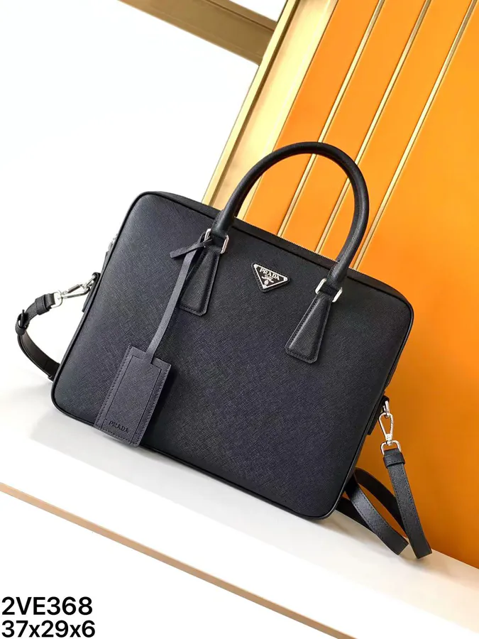 Prada Executive Briefcase Premium Leather, Modern Style