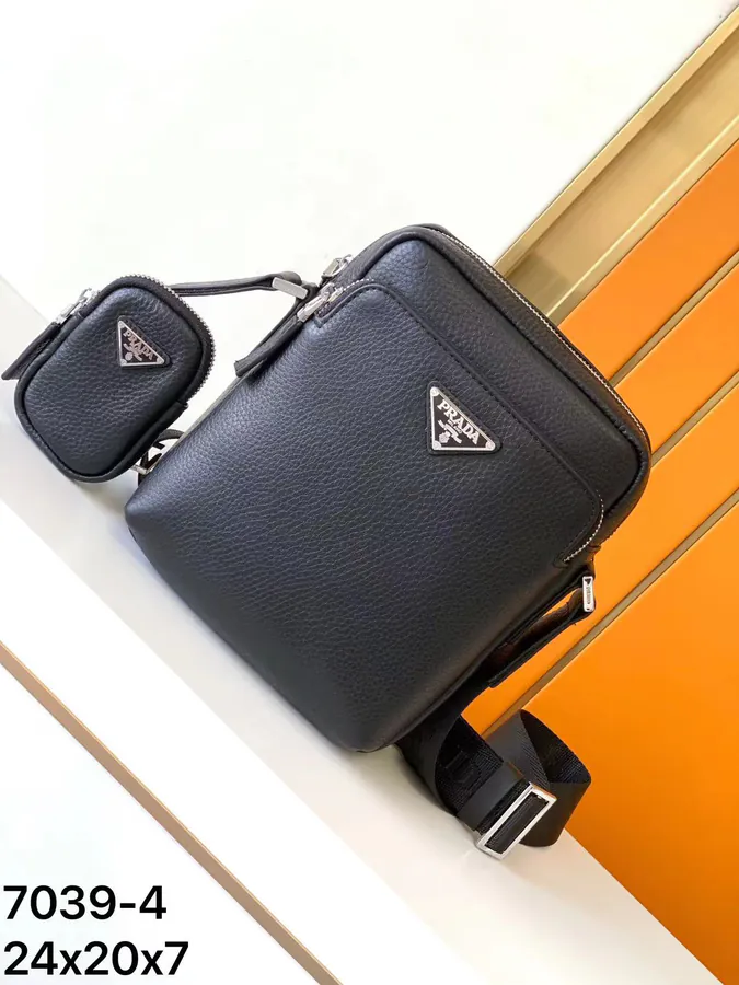 Prada Latest Style Crossbody Bag with Natural Grained Calfskin