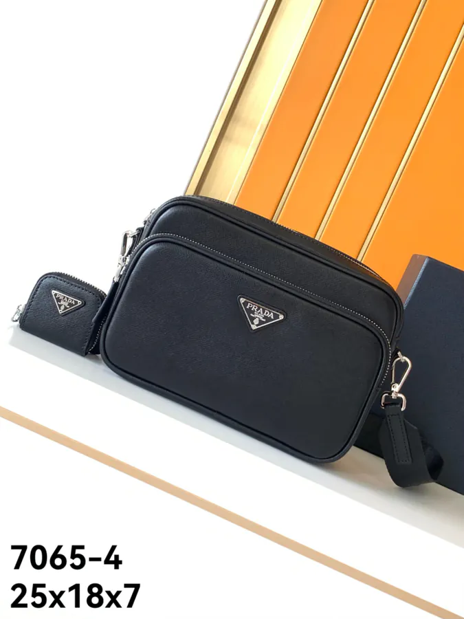 Prada 7065 4 Crossbody Bag Premium Quality, Modern Style, Grained Calfskin