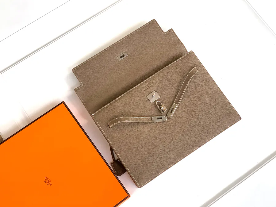New Briefcase 6093 1B, Khaki Color, Premium Full Grain Italian Calfskin