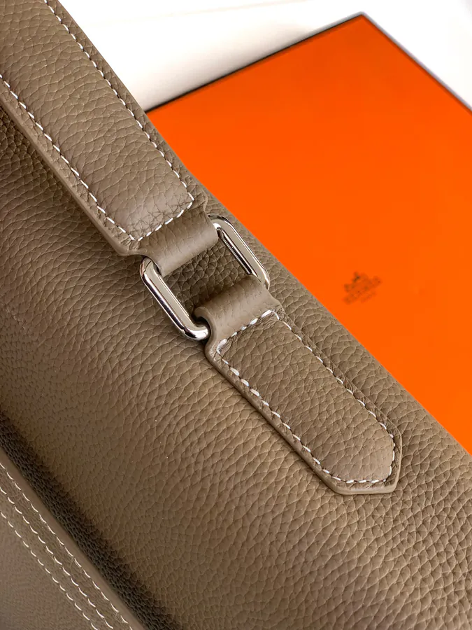 New Briefcase 6093 1B, Khaki Color, Premium Full Grain Italian Calfskin