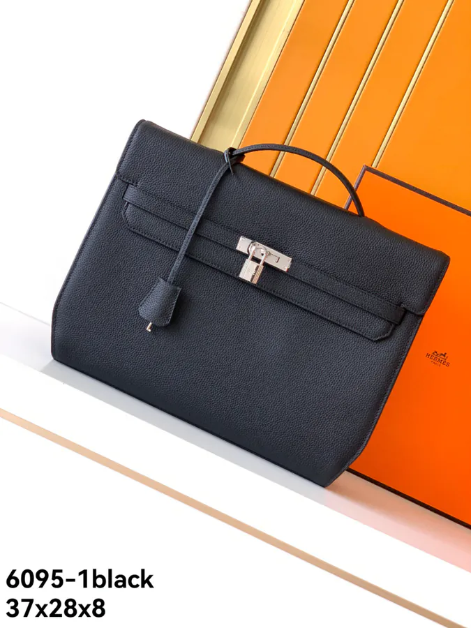 New Business Briefcase 6095 1# Black Premium Leather