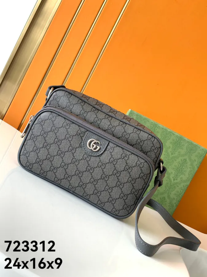 G Brand Camera Bag with GG Canvas and Grained Calfskin