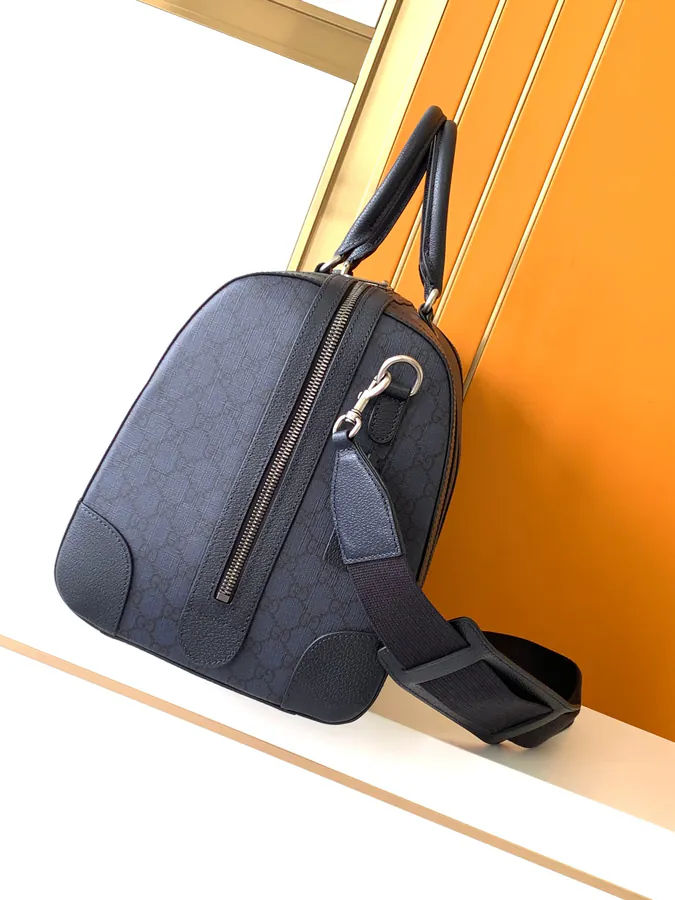 G Family Travel Bag Blue Series with GG Canvas and Leather