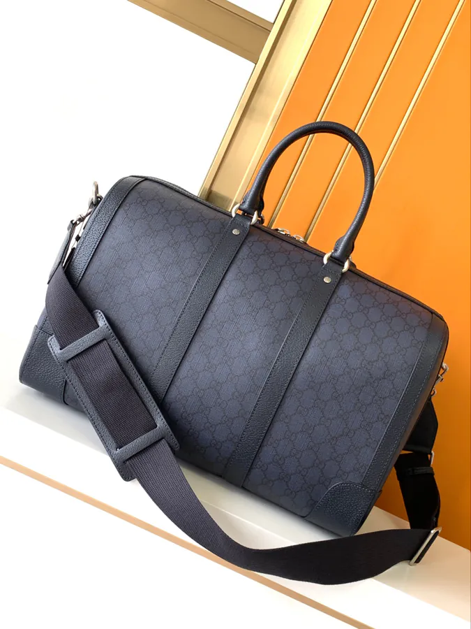 G Family Travel Bag Blue Series with GG Canvas and Leather