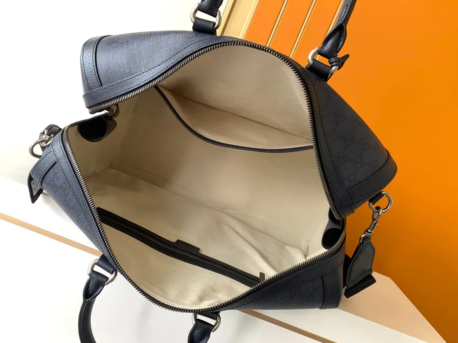 G Family Travel Bag Blue Series with GG Canvas and Leather