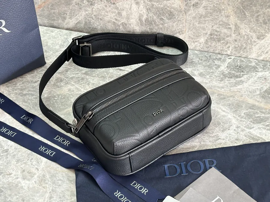 Rider 2.0 Zip Messenger Bag Mini Size, Black Calfskin