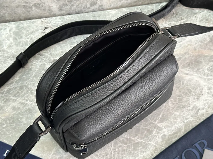 Rider 2.0 Zip Messenger Bag Mini Size, Black Calfskin