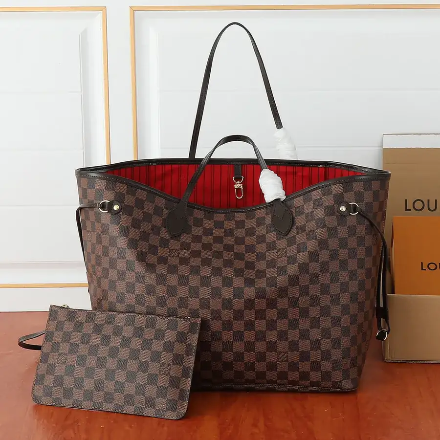 Chanel Neverfull Handbag Large Size, Damier Ebène Canvas