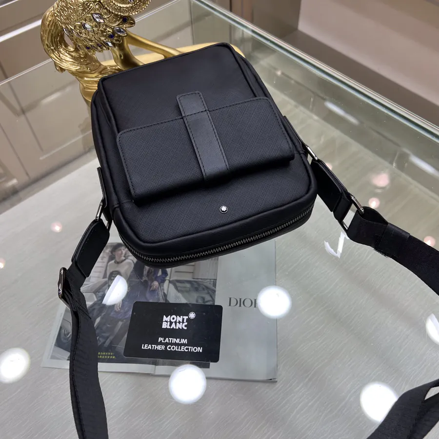 Montblanc International Single Shoulder Bag Premium Leather, Simple Logo, Elegant Design