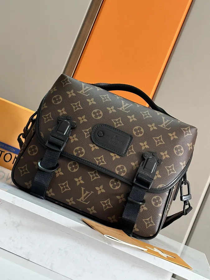 LV Trail Messenger Bag Classic Monogram Macassar Canvas with Leather Trim