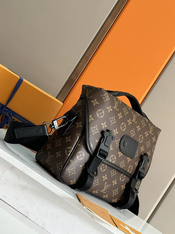 LV Trail Messenger Bag Classic Monogram Macassar Canvas with Leather Trim