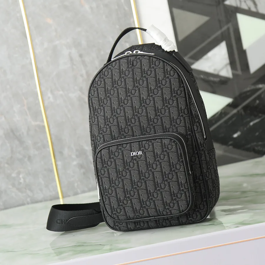 Rider Inspired Oblique Print Crossbody Backpack
