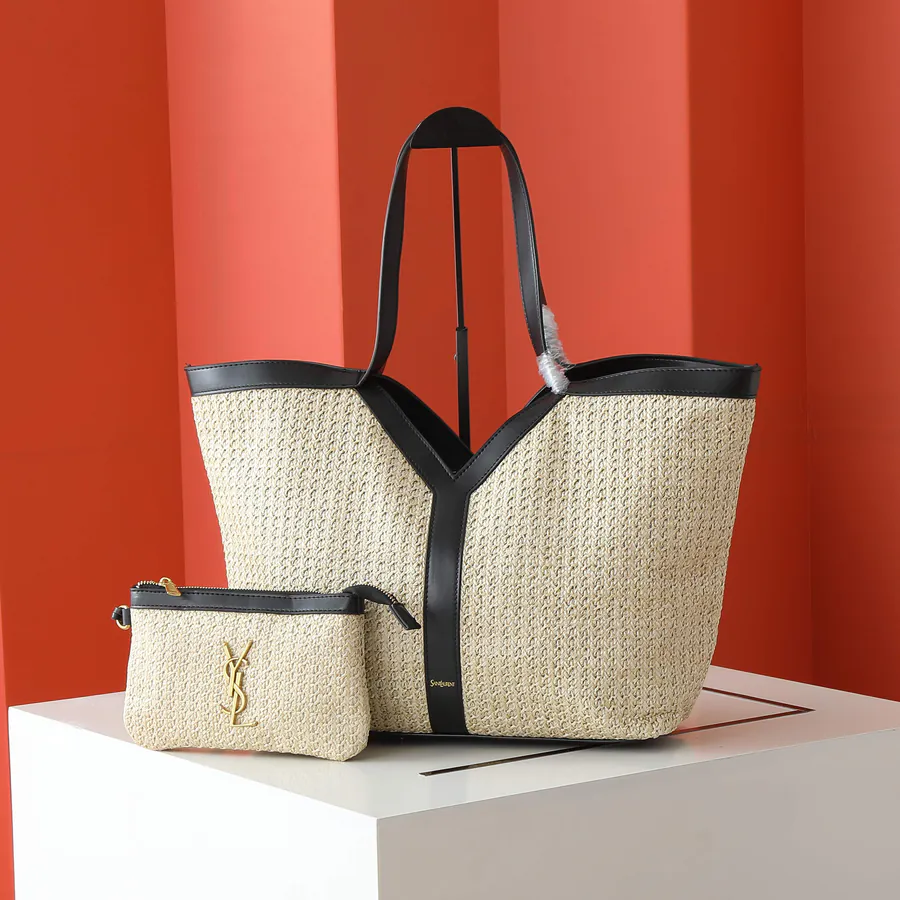 YSL Saint Laurent Grass Basket Mother and Daughter Tote Bag