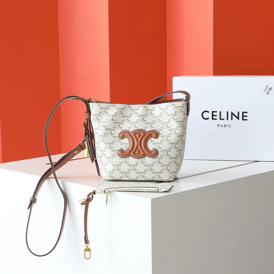 CELIN* Cuir Triome Small Bucket Bag with Logo