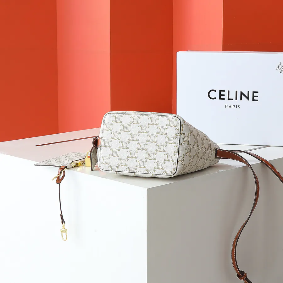 CELIN* Cuir Triome Small Bucket Bag with Logo
