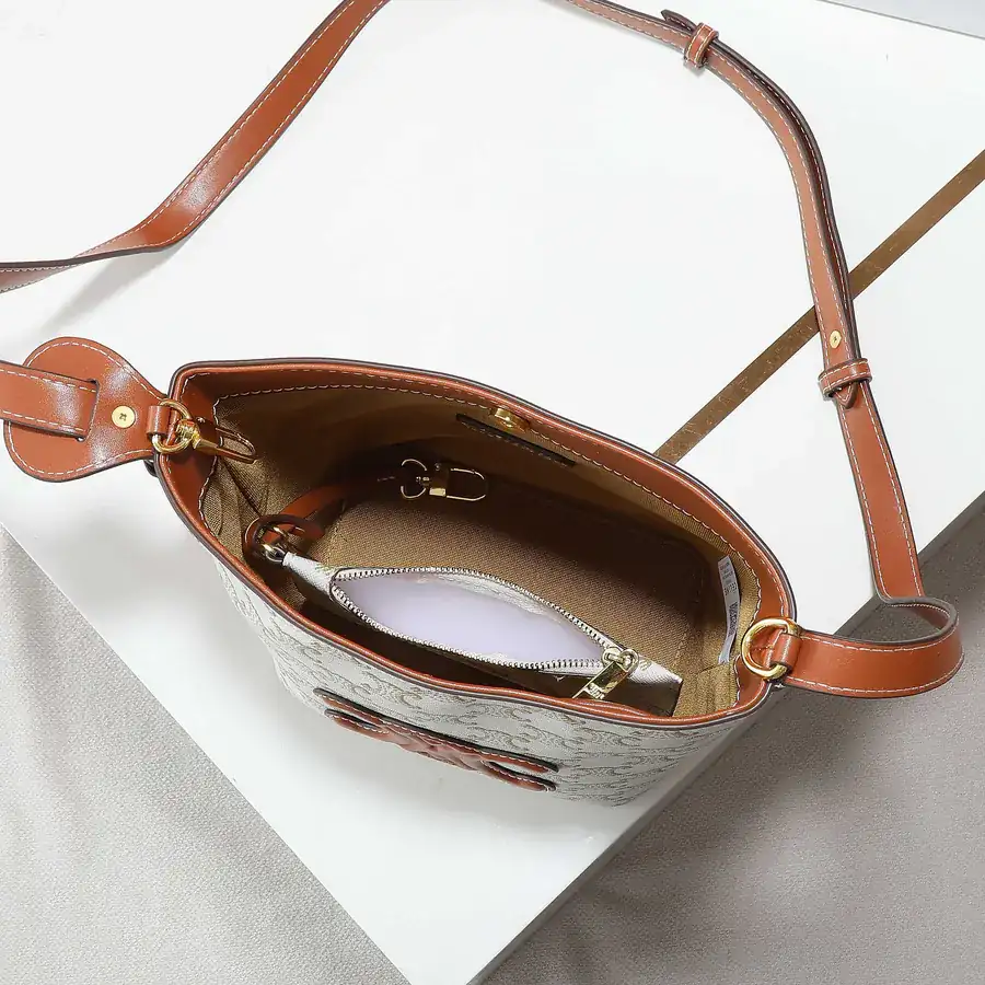 CELIN* Cuir Triome Small Bucket Bag with Logo