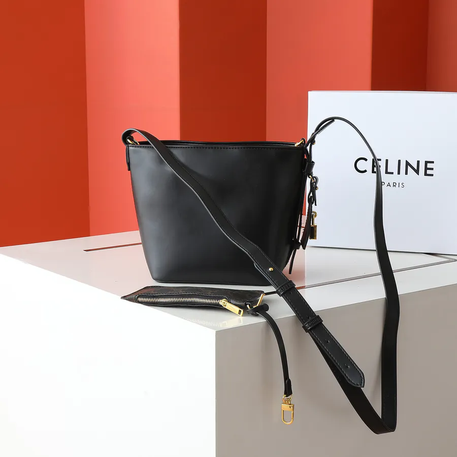CELIN* Cuir Triome Small Bucket Bag with Logo