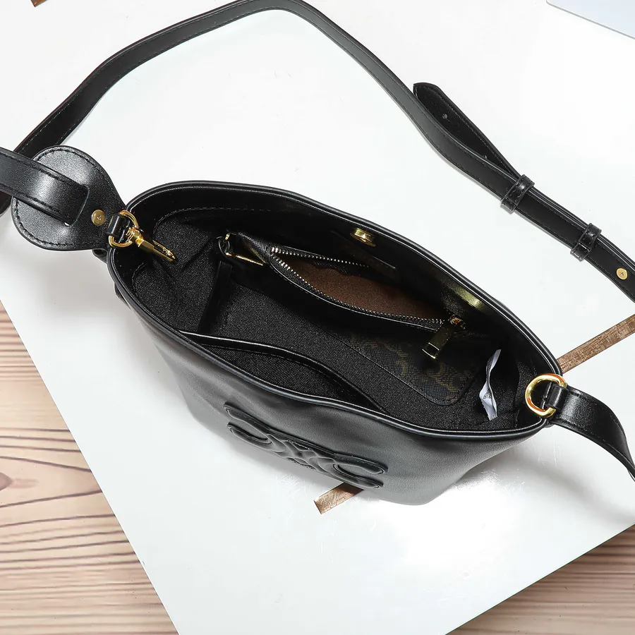 CELIN* Cuir Triome Small Bucket Bag with Logo