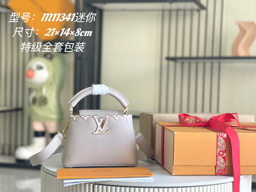 CapucinesBB Mini Bag with Grained Calfskin and Gold Clasp