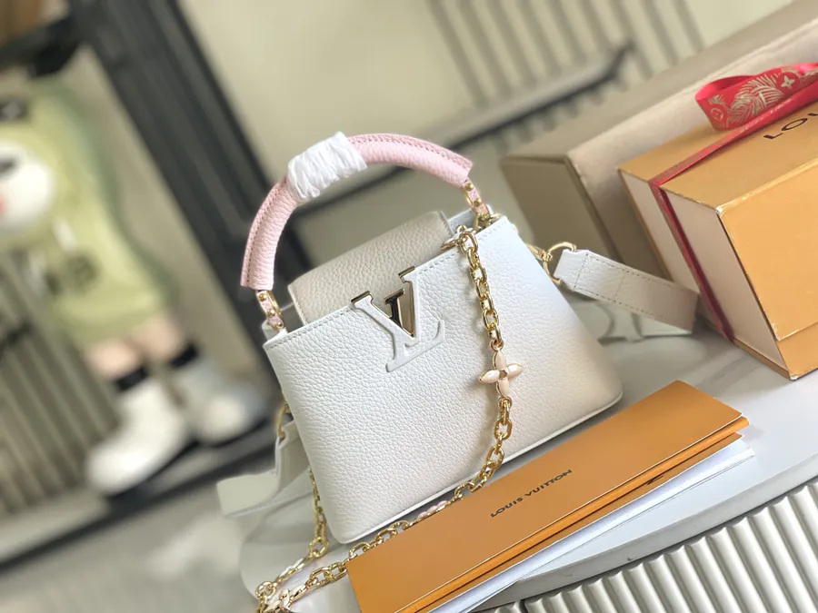 Capucines Mini Bag with Taurillon Leather and Floral Trim