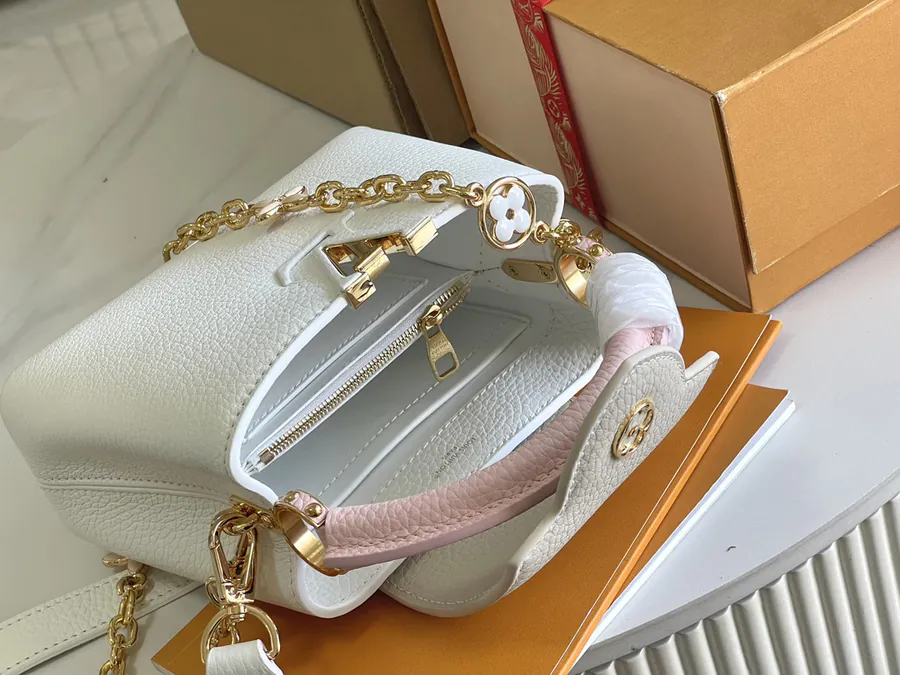 Capucines Mini Bag with Taurillon Leather and Floral Trim