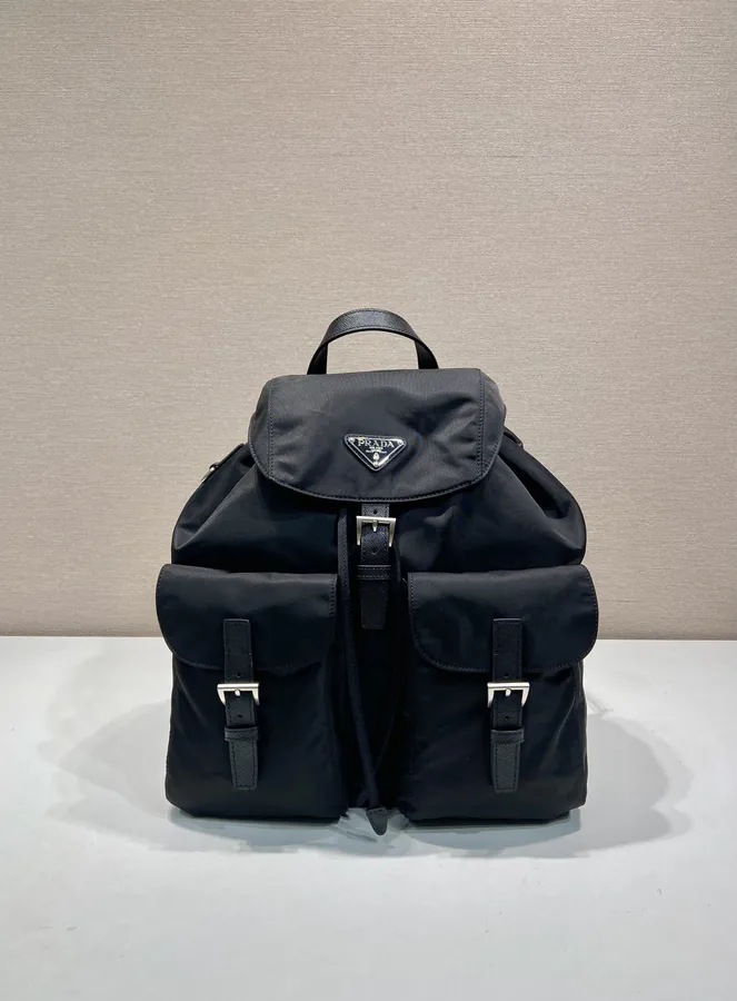 Re Nylon Double Shoulder Bag with Detachable Bright Strap