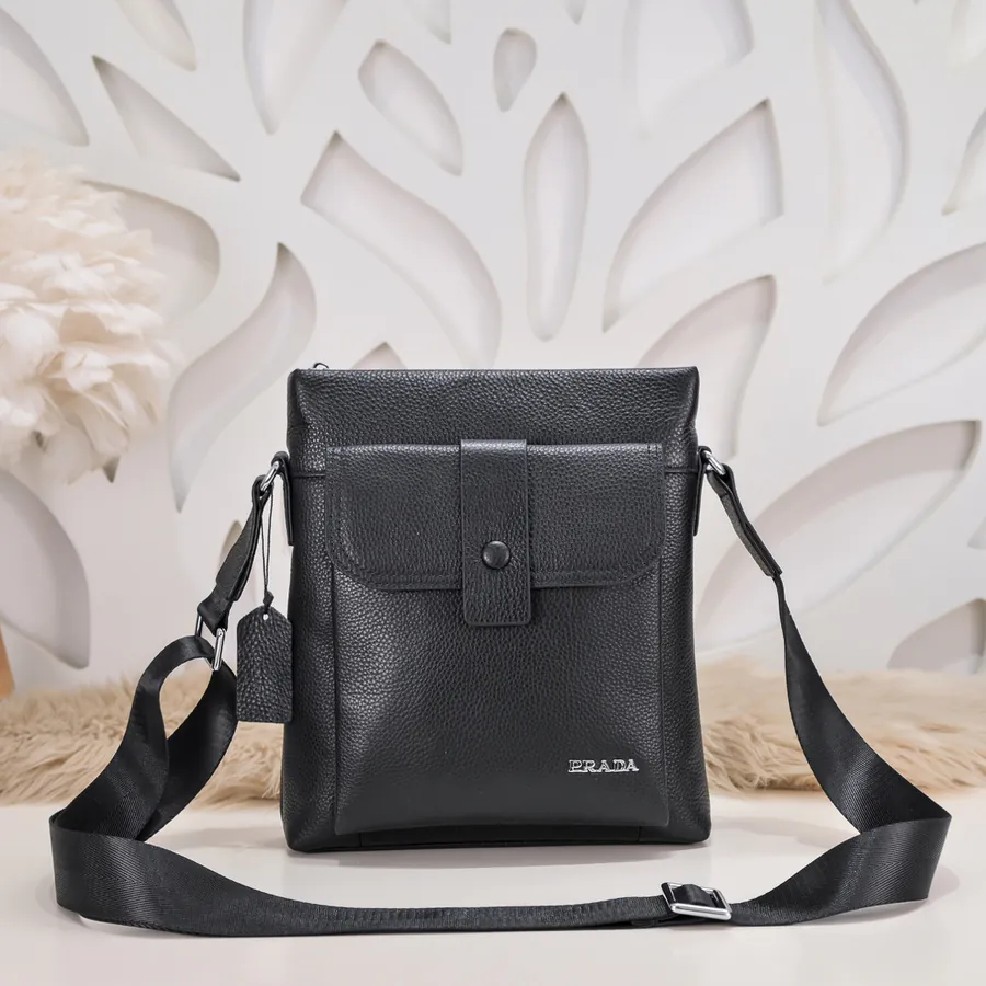 PRADA Men's Crossbody Bag Premium Leather, Elegant Hardware