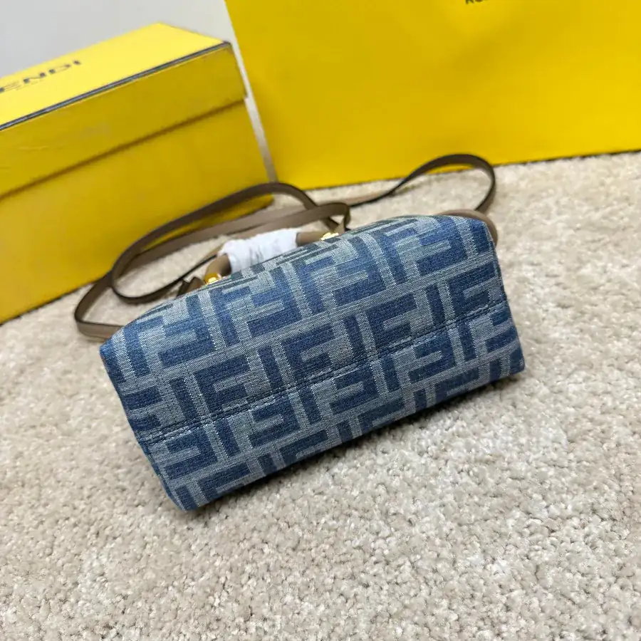 Mini By The Way Boston Bag with Light Blue Denim Material