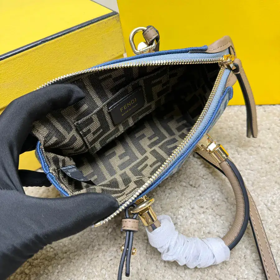 Mini By The Way Boston Bag with Light Blue Denim Material
