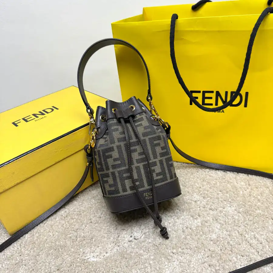Fendi Mon Tresor Mini Bucket Bag with Classic Monogram FF Leather