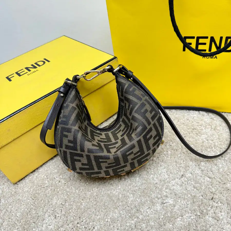 FENDI Mini New Moon Bag in Brown FF Print
