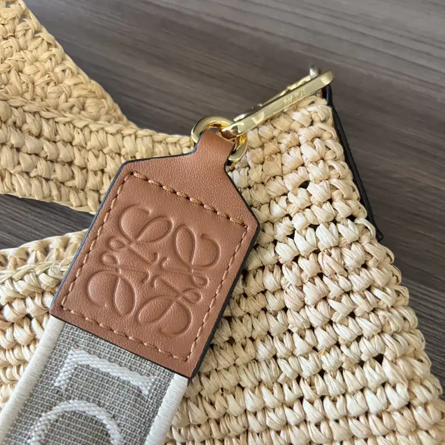 Löwe Mini Palma Fiber and Calfskin Slit Tote