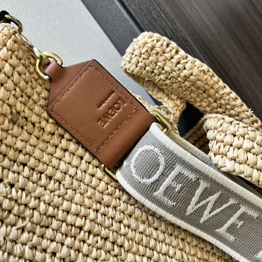 Löwe Mini Palma Fiber and Calfskin Slit Tote