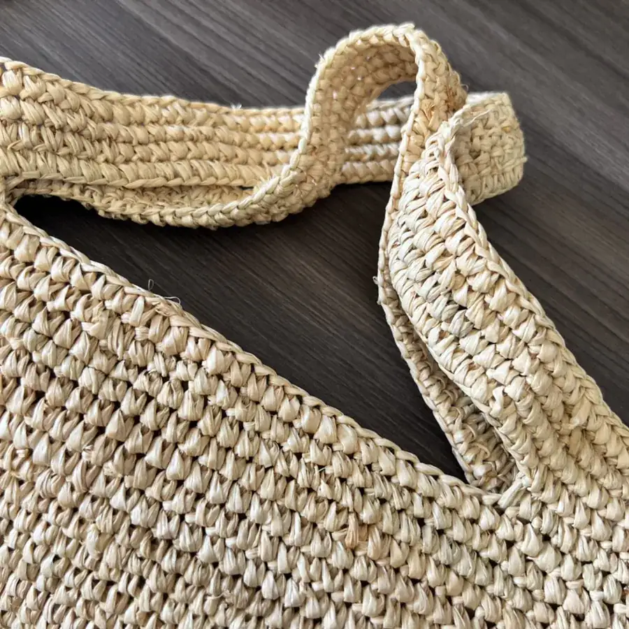 Löwe Mini Palma Fiber and Calfskin Slit Tote