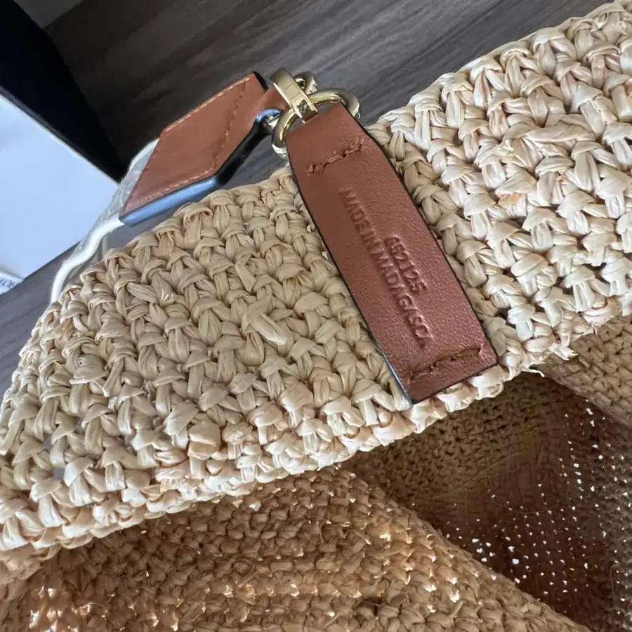 Löwe Mini Palma Fiber and Calfskin Slit Tote